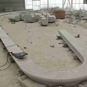 巴中 芝麻白花岗岩弧形花坛石，坐凳石