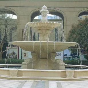 巴中 黄金麻花岗岩异型加工——户外庭院石雕流水喷泉