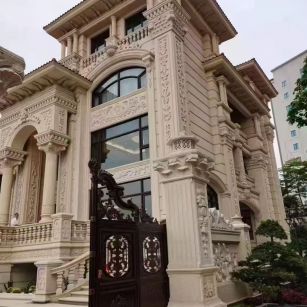 巴中 黄金麻花岗岩别墅外墙干挂效果展示