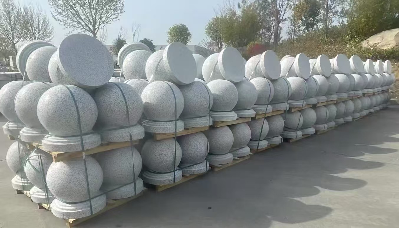 巴中 白麻花岗岩石材圆球，石球，挡车球，隔离球，景观石球，风水球等