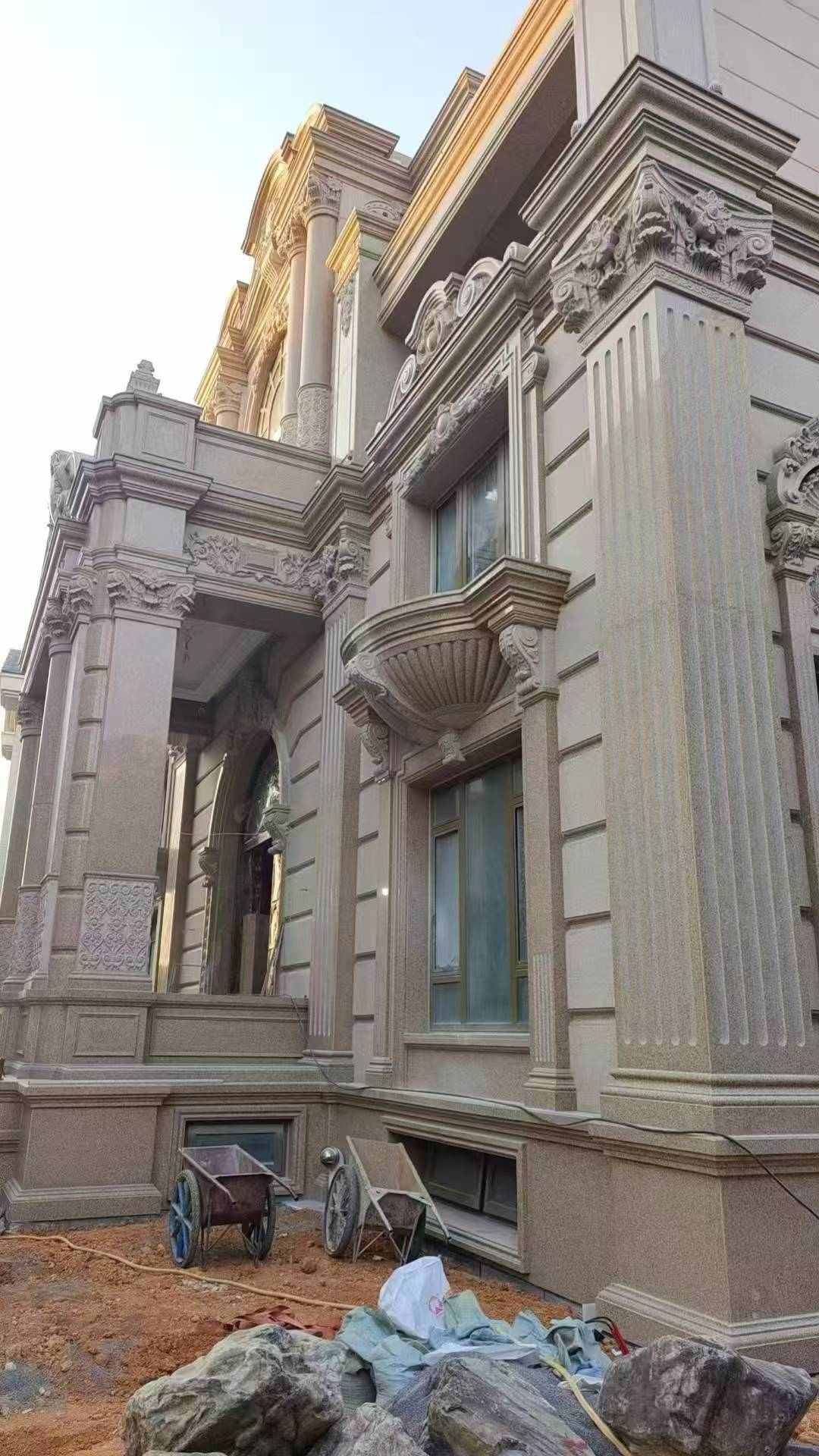 巴中 黄金麻花岗岩光面别墅外墙干挂施工完成