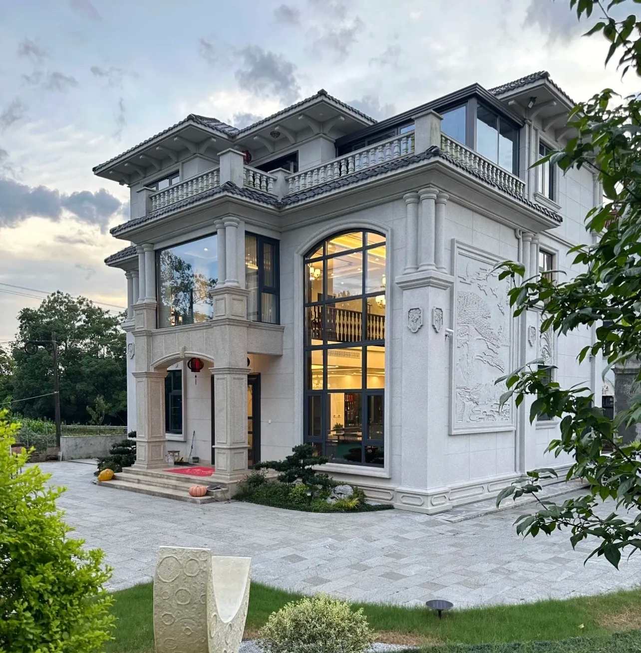 巴中 白麻花岗岩私人别墅干挂石材豪华定制