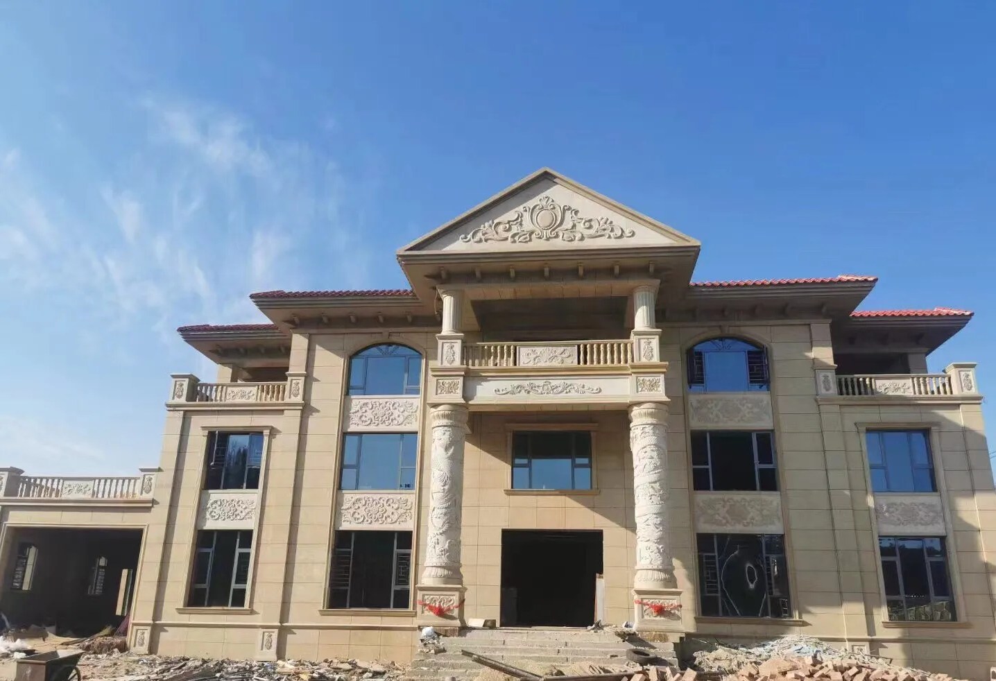 巴中 黄金麻花岗岩别墅外墙干挂