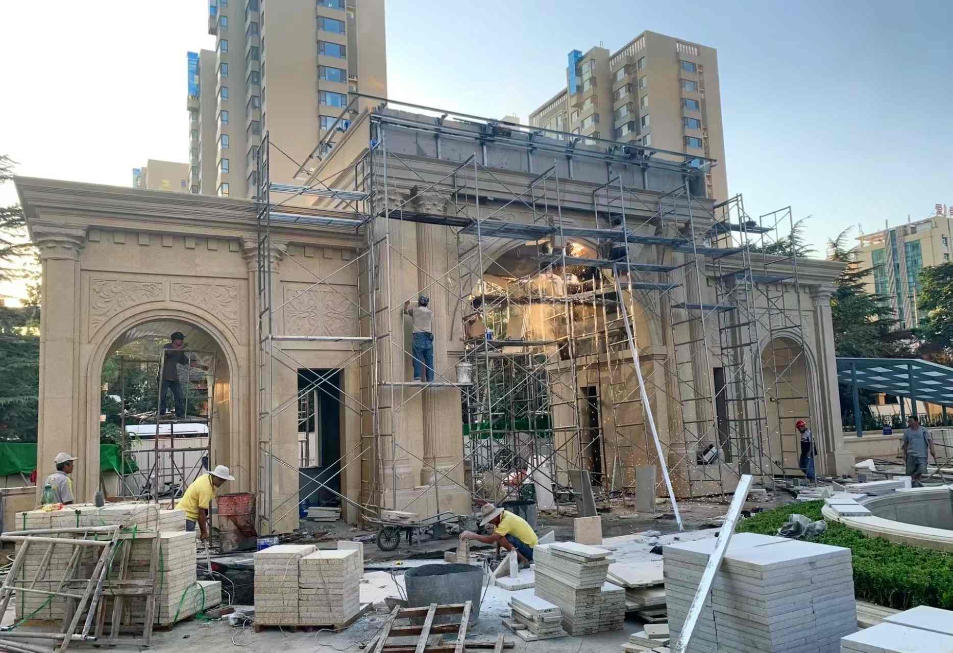 巴中 黄金麻荔枝面花岗岩小区门楼外墙干挂